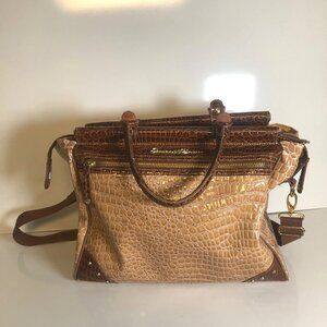 Samantha Brown Faux Crocodile Embossed Dowel Travel Tote Bag Work Weekender